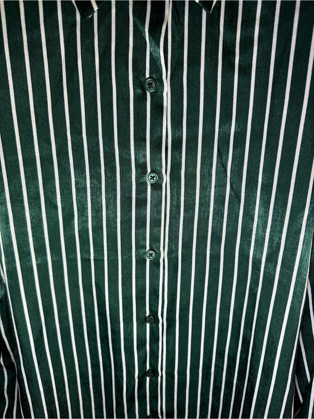 Maurice’s Winona Green Striped Satin Button Down Blouse Womens size XL - Picture 7 of 8